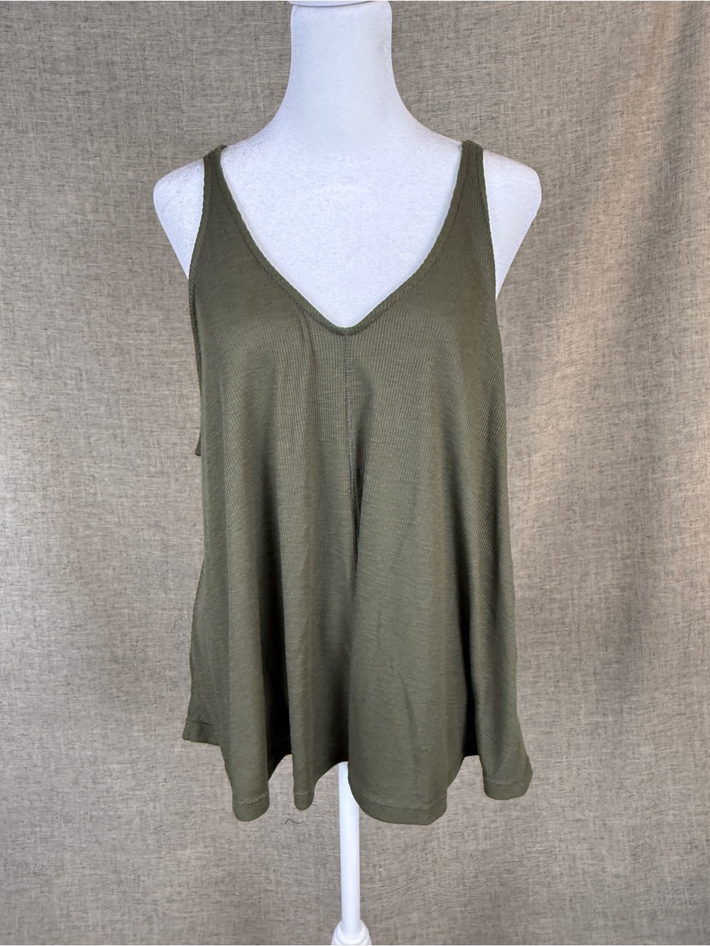 Free People Olive Green V-Neck Flowy Tank